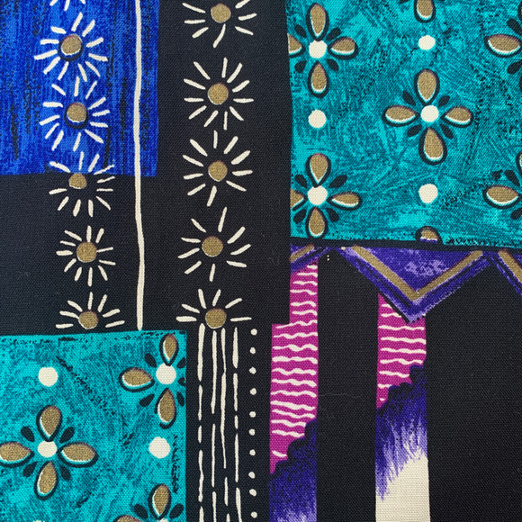 Vintage Petite Blazer Jacket Oversized Patchwork Floral Print Purple Navy Blue - Picture 10 of 10